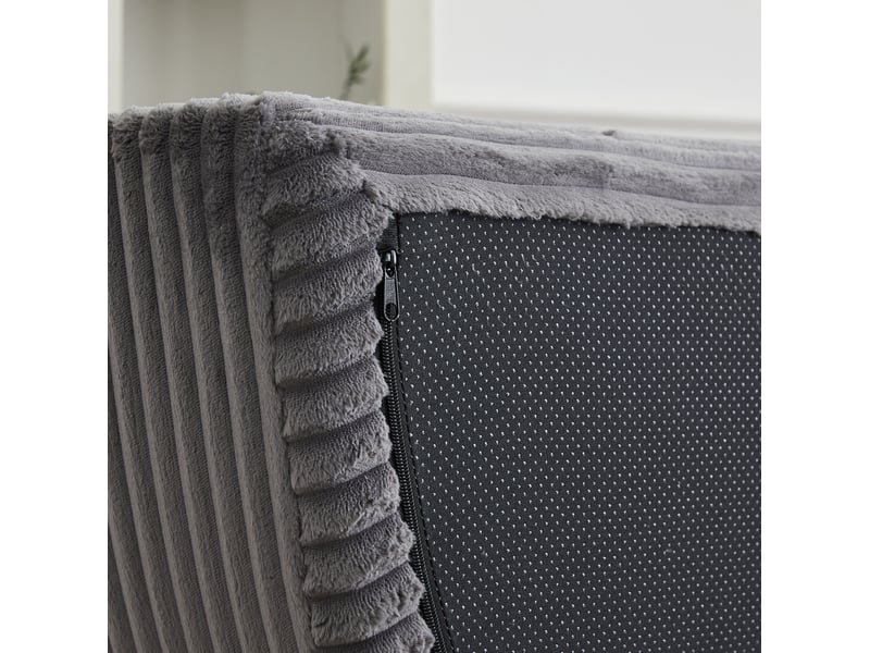  Canapé convertible 4-en-1 180 x 92 cm – gris – velours côtelé, lit de jour rond avec 3 coussins  - Conforama E