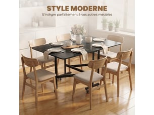 Table à manger pliante sur roulettes pour 4-6 personnes 120 cm, roues avec freins, industriel, 2 abattants, noir