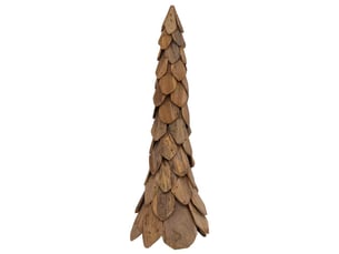 Sapin de noël, arbre de noël avec support marron 111 cm bois de teck solide