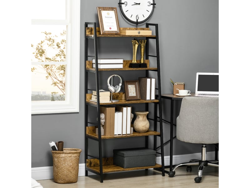  Étagère bibliothèque style industriel incliné 5 niveaux 70l x 35l x 150h cm  - Conforama C