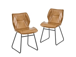 Lot de 2 chaises de salle à manger moderne 60x47x81 cm, design ergonomique, pieds en métal, revêtement en pu, teinte marron, pour cuisine