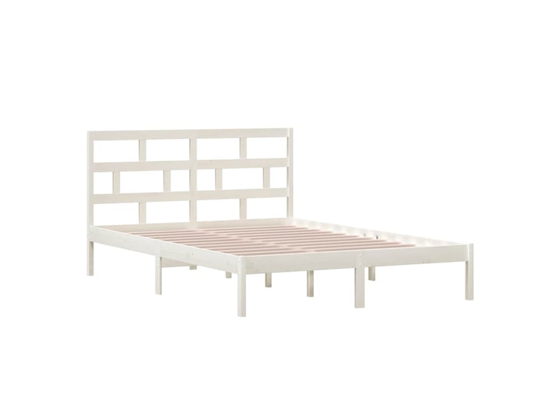  Lit double- lit adulte -  cadre de lit sans matelas blanc bois massif 140x200 cm  - Conforama B