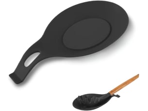 Repose-cuillère multifonction en silicone, résistant à la chaleur, idéal pour la cuisine (noir)