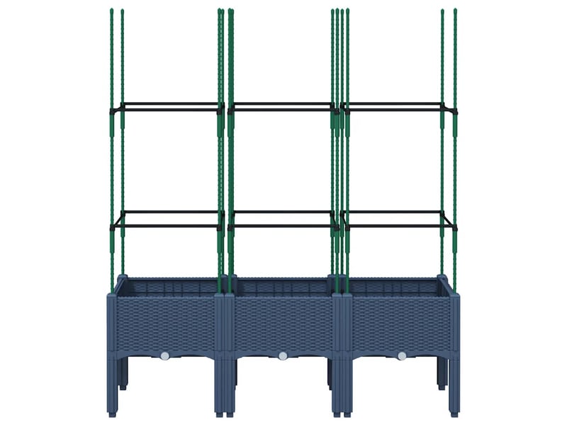  Jardinière - bac à fleurs avec treillis bleu gris 120x40x142,5 cm pp  - Conforama C