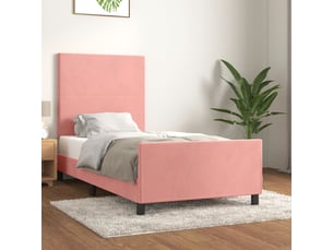 Lit adulte, lit simple, cadre de lit sans matelas rose 100x200cm velours cf15758