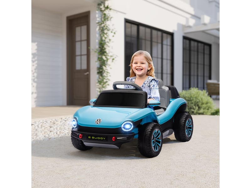 Voiture électrique pour enfants de 3 ans et plus, volkswagen e-buggy 12v avec télécommande 2,4 ghz, roues avec suspension, bleue - Conforama D
