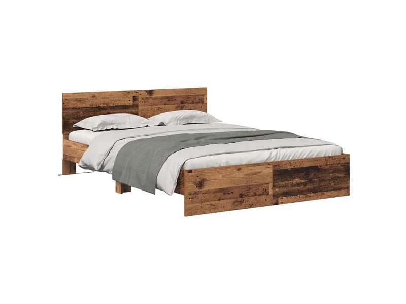  Lit double- lit adulte -  cadre de lit bois ancien 135 x 190 cm bois d'ingénierie  - Conforama B