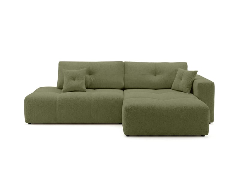  Celine - canapé d'angle fixe convertible 4 places en bouclette  - Conforama E