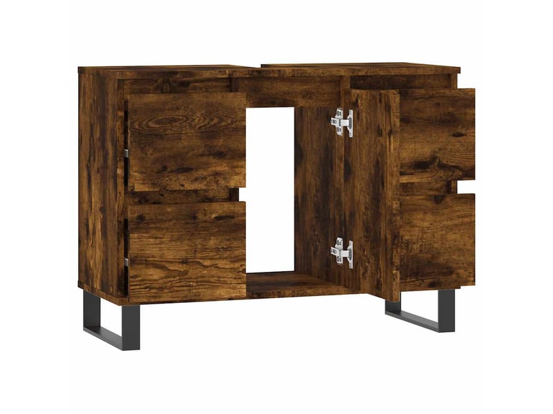  Meuble salle de bain rangement, commode chêne fumé 80x33x60cm bois d'ingénierie shl1668  - Conforama D