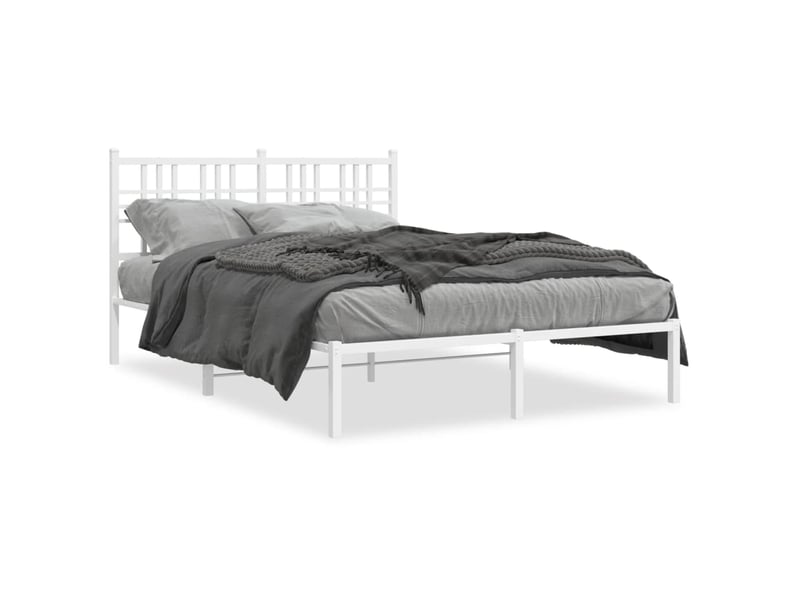 Lit double- lit adulte - cadre de lit métal sans matelas et tête de lit blanc 120x190 cm - Conforama A