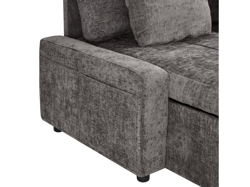  Canapé d'angle convertible ,3 places, en chenille avec lits,201,3 x 126,1 x 86,1 cm,gris  - Conforama E