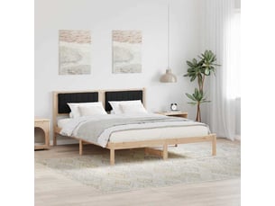 Lit adulte, lit double, cadre de lit avec tête de lit rembourrée noir 160x200cm cf3881
