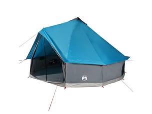Tente de camping, tente familiale tipi 6 personnes bleu imperméable shl83701