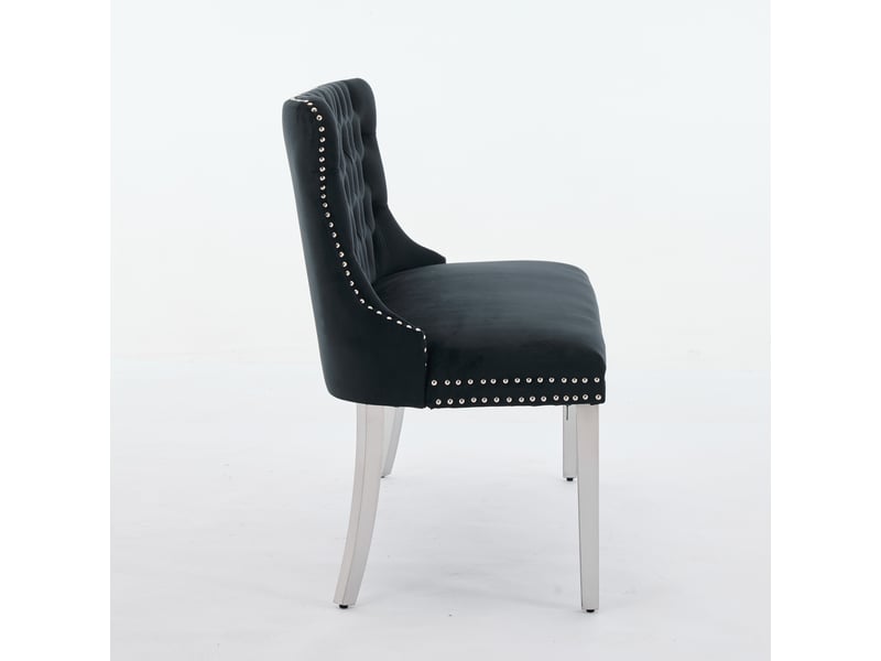  Banquette double velours de1702bk noire 2 places avec dossier aile et pieds acier argenté lot de 1  - Conforama E