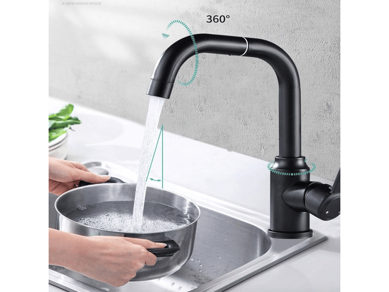  Mitigeur d'évier, robinet d'évier haut rotatif à 360°, robinet de lavabo de salle de bain, plaqué argent, plus tuyau de 60 cm  - Conforama E