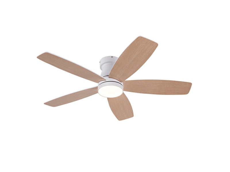  Ventilateur de plafond 107x107 cm led avec télécommande, 5 pales blanc naturel  - Conforama A