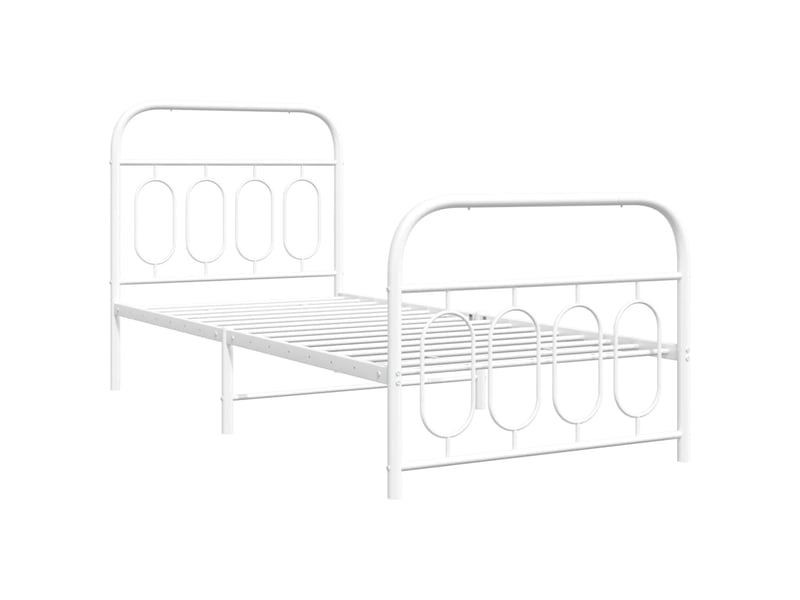  Lit simple- lit adulte -  cadre de lit métal sans matelas avec pied de lit blanc 90x200cm  - Conforama B