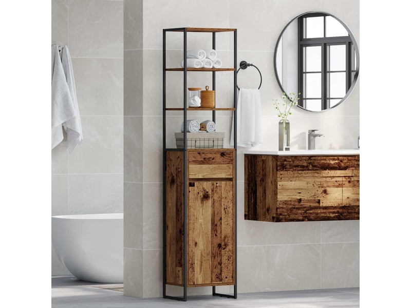  Cabinet de salle de bain, meuble de rangement bois ancien 40x30x180 cm  - Conforama D