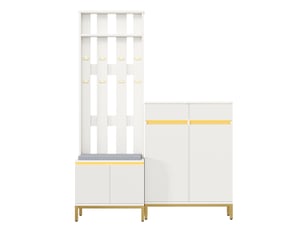 Ensemble d’entrée avec meuble à chaussures, banc, patères, rangement et led avec appli