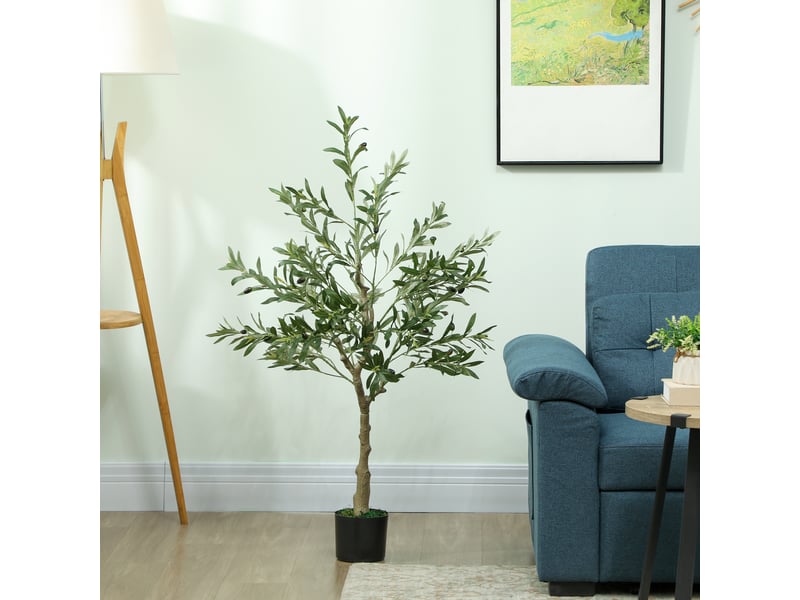  Olivier artificiel 120 cm plante artificielle intérieur, fausse plante décoration pour maison, bureau, salon, chambre  - Conforama C