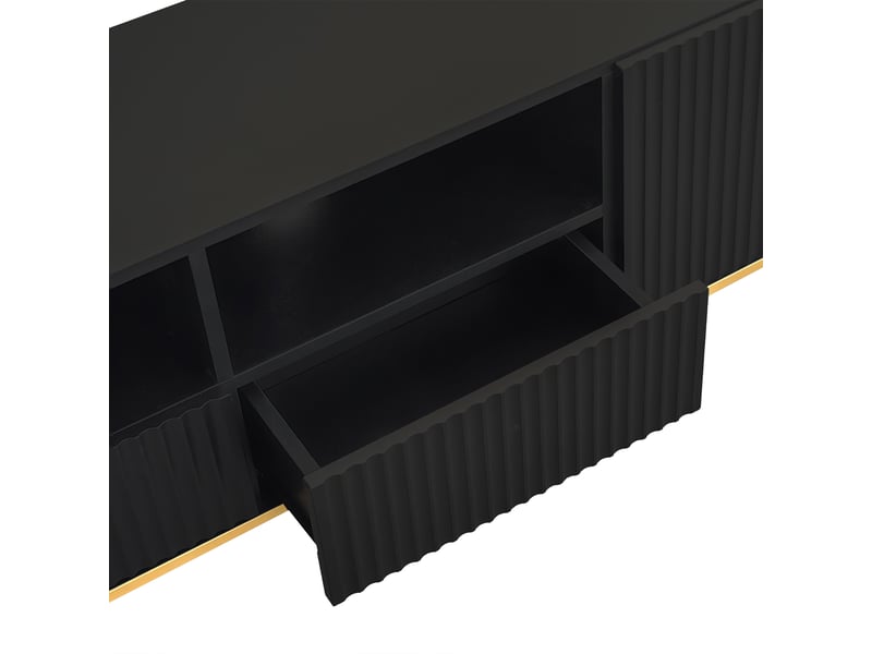 Meuble tv design chic avec pieds et bordures dorées, rangement pratique  - Conforama E