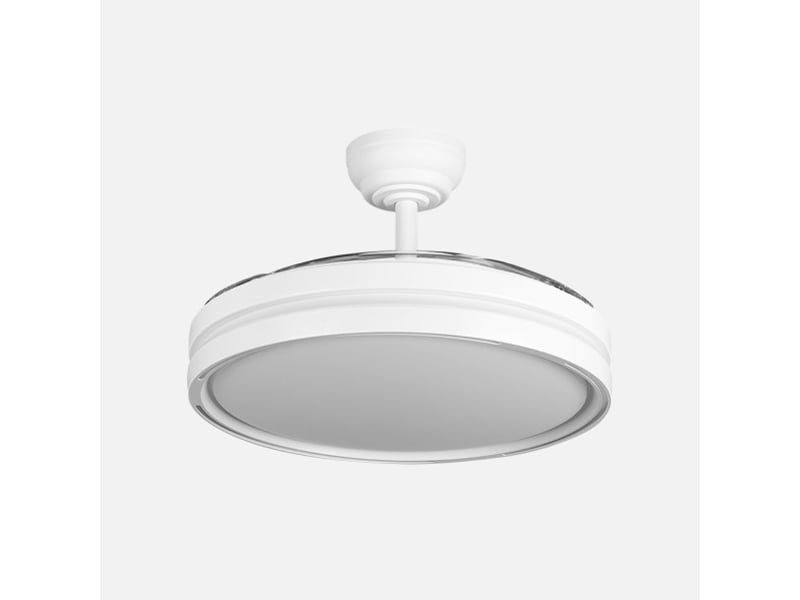  Fabrilamp capitan plafonnier ventilateur led 60 w, 6980 lm, moteur dc, 3 pales rétractables, ø 107 cm, blanc 259091301 - Conforama C