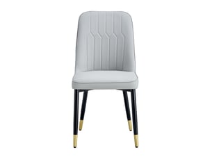 Lot de 6 chaises de salle à manger gris clair en simili cuir pu, pieds métal noir