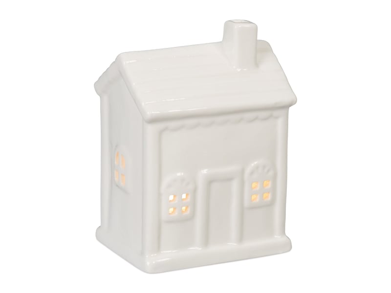  Photophore en forme de maison ambiance cosy déco intérieur 18 x 12 x 12 cm en porcelaine blanche 13_0015193  - Conforama C
