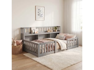 Lit simple 90x200 cm <strong>Lonelyo</strong>  <strong></strong> coloris gris