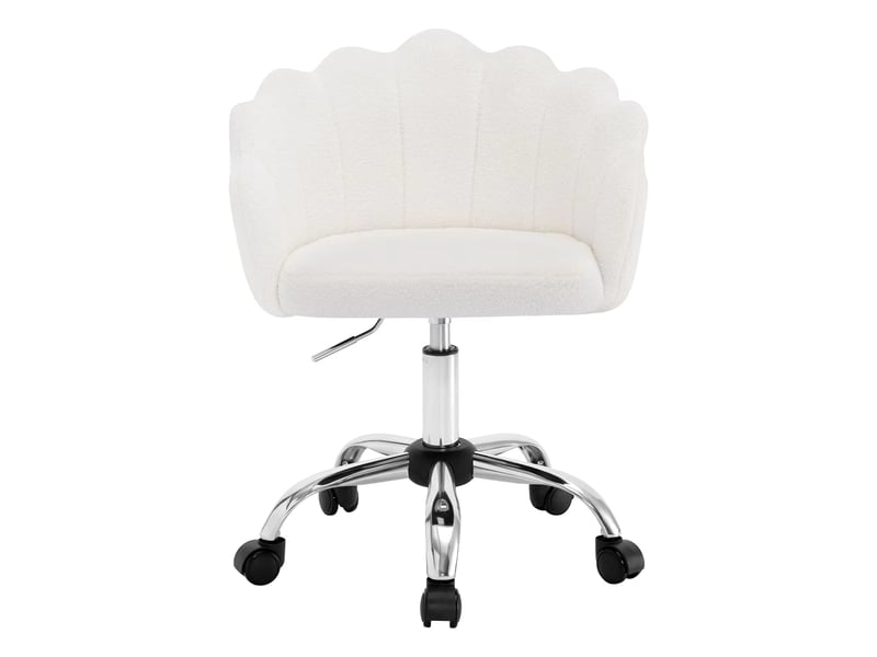  Chaise de bureau fleur avec hauteur réglable et roulettes en tissu cachemire, crème blanc  - Conforama A