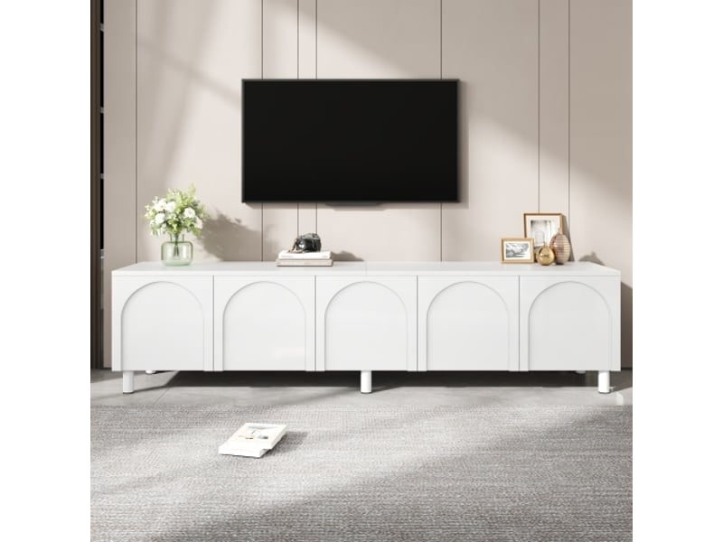  Meuble tv bas moderne – 5 portes – pieds métal – mdf et panneaux de particules – rangement tv  - Conforama B