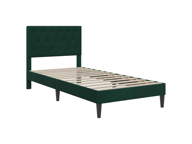  Lit simple- lit adulte -  cadre de lit avec matelas vert foncé 100 x 200 cm velours  - Conforama C