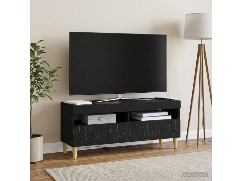  Meuble tv - banc tv - meuble de rangement led noir bois d'ingénierie  - Conforama D
