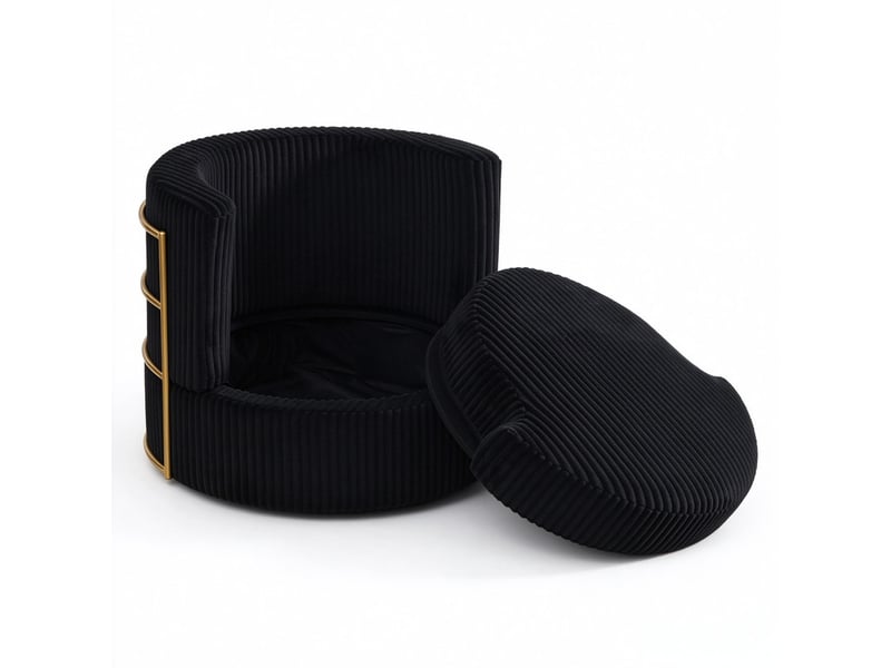  Lot de 2 fauteuils pivotants 360°,76x79x78 cm,velours côtelé,noir  - Conforama A