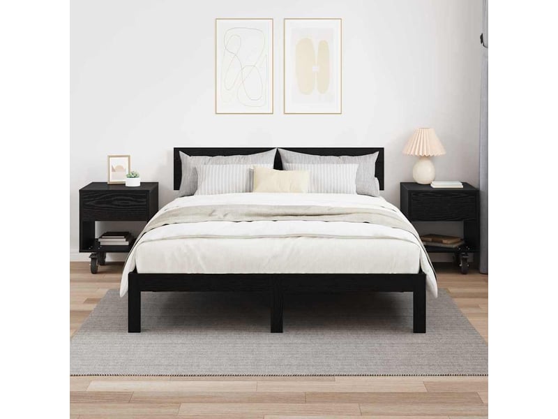 Table de chevet 2 pièces chêne noir 40,5 x 40 x 48 cm - Conforama D