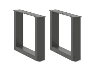 Lot de 2 pieds de table basse en u 30 x 30 cm avec niveleurs réglables design moderne en acier anthracite 02_0057370