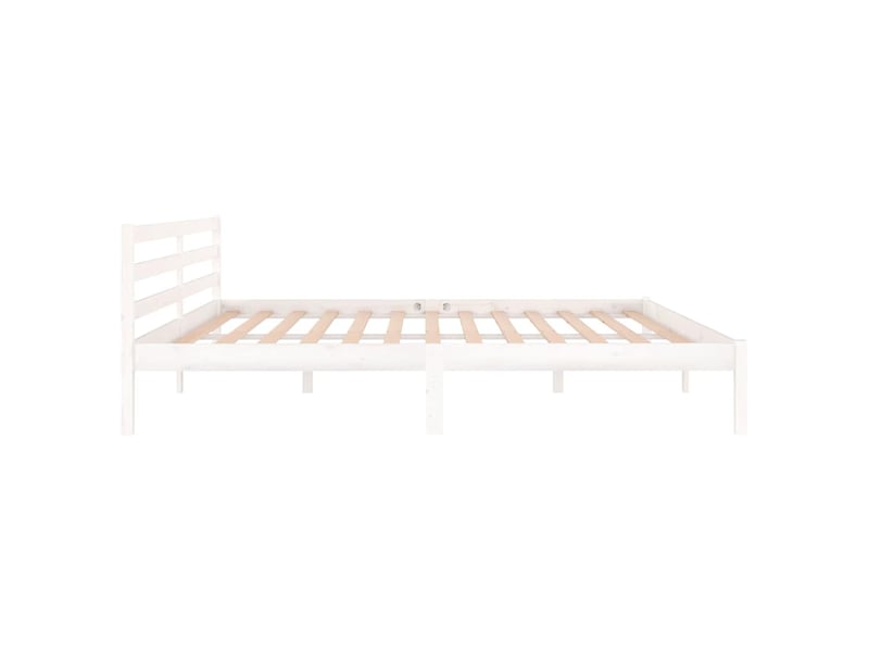  Lit double- lit adulte -  cadre de lit sans matelas bois massif de pin 200x200 cm blanc  - Conforama D