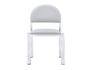 Lot de 2 chaises de salle à manger 51.6×45×80cm dossier demi-rond, uréthane, gris clair