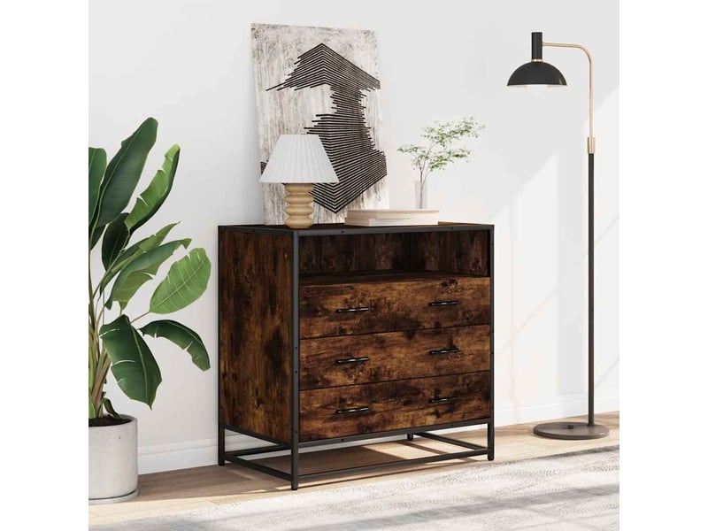  Commode chambre adulte, armoire à tiroirs chêne fumé 70x41x70 cm bois d'ingénierie  - Conforama C