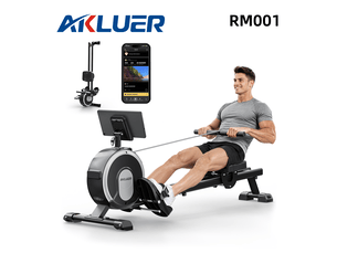 Akluer rm001 rameur simulé bateau avec roues intégrées 20 db faible bruit 16 niveaux d'intensité support app matériel de fitness maison salle de sport brûlure de graisse force cardio