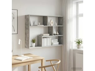 Étagère flottante, étagère suspendue montage mural gris béton 95 x 20 x 69,5 cm cf42543