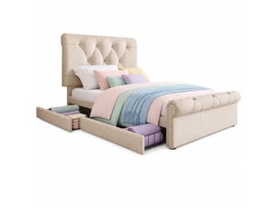 Lit avec rangement 90x200 cm ULQENI   coloris gris