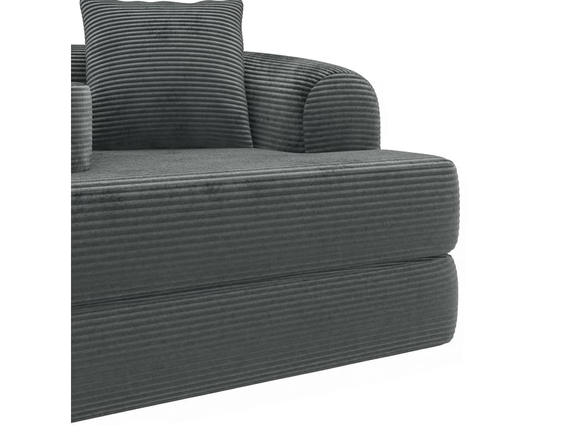  Canapé convertible 2 places en cordonnet gris foncé avec accoudoir amovible et porte-gobelet intégré  - Conforama W