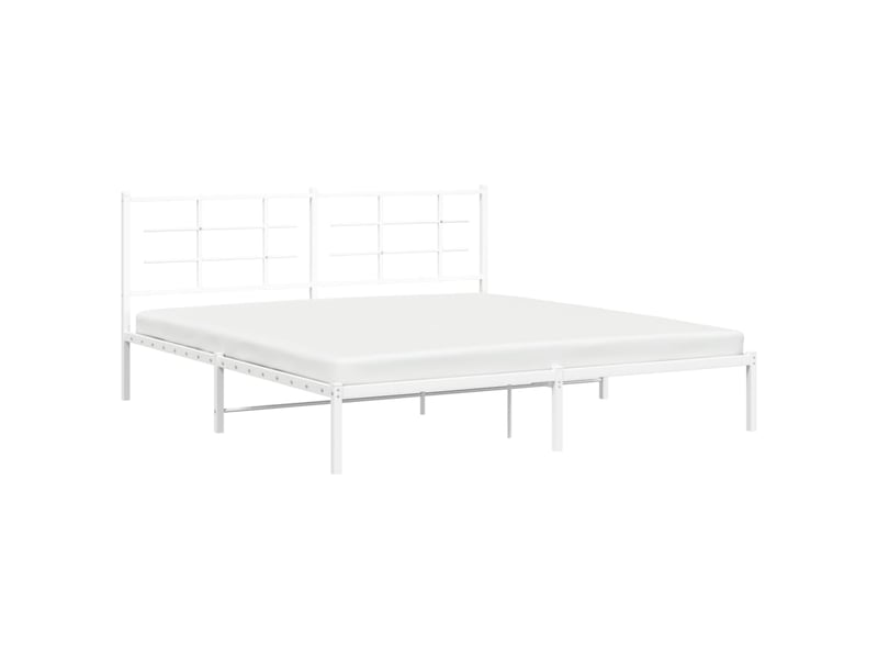 Lit double- lit adulte -  cadre de lit métal sans matelas et tête de lit blanc 180x200 cm  - Conforama C