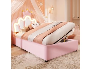 Lit coffre 90x200 cm <strong>MODENUIT </strong> <strong></strong> coloris rose