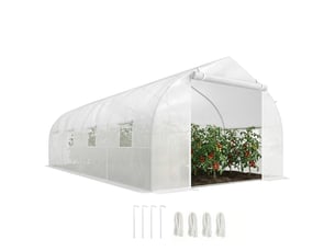 Serre de jardin ou abri de terrasse 6 x 3 x 2 m pour la culture de plantes et de graines, blanche