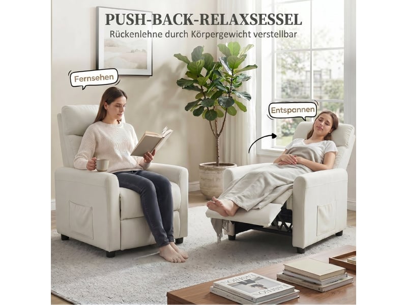  Fauteuil relax inclinable à 145 degrés, ressorts ensachés, repose-pieds intégré pour salon et coin lecture  - Conforama B