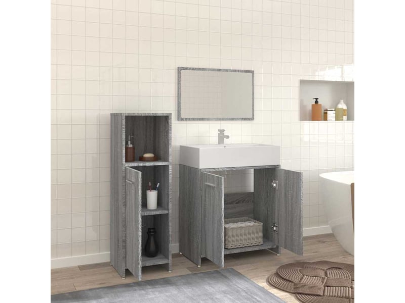  Ensemble de meubles de salle de bain 3 pcs sonoma gris cf63809  - Conforama C
