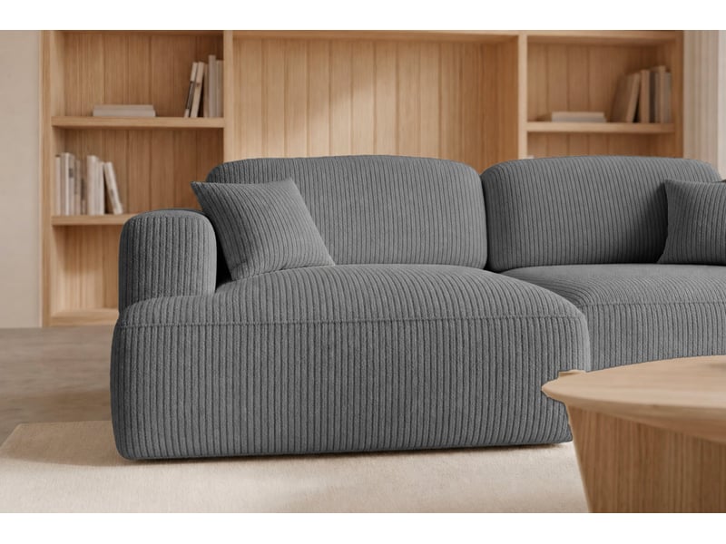  Chiara - canapé d'angle convertible petit velours côtelé 4 places gris foncé gauche  - Conforama E