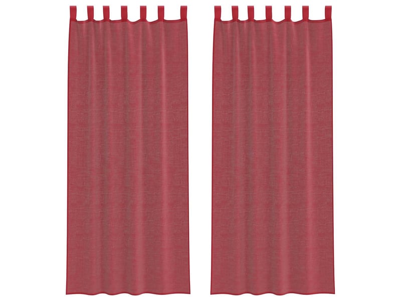  Lot de 2 rideaux en voile, voilages avec boucles rouge bordeaux 140x260 cm cf44321  - Conforama A